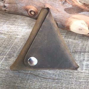 Restocked smooth brown leather coin pouch